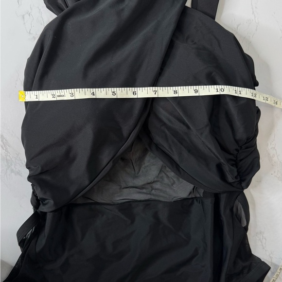 Swimsuits For All Black‎ Halter One Piece Ruched Mesh Side Cutouts Sz 14 - Picture 9 of 10